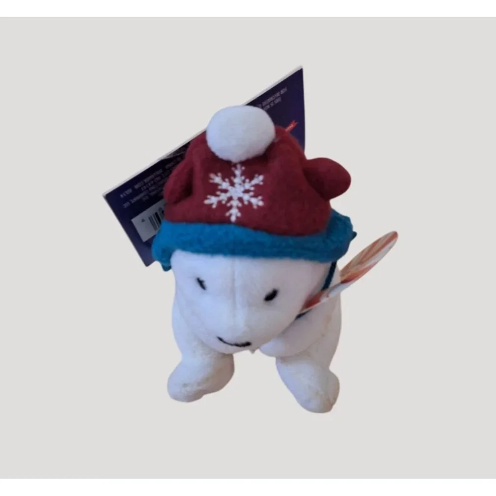 Hallmark Northpole Christmas Tree Ornament Plush Bear Candy Cane